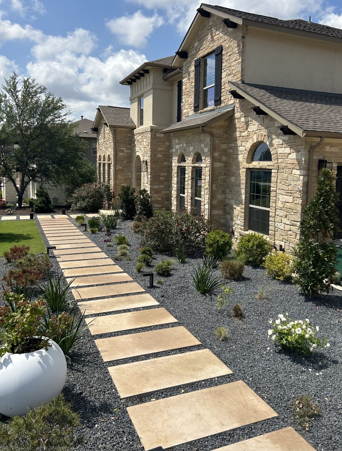 Front yard renovation with Lueders Steppers