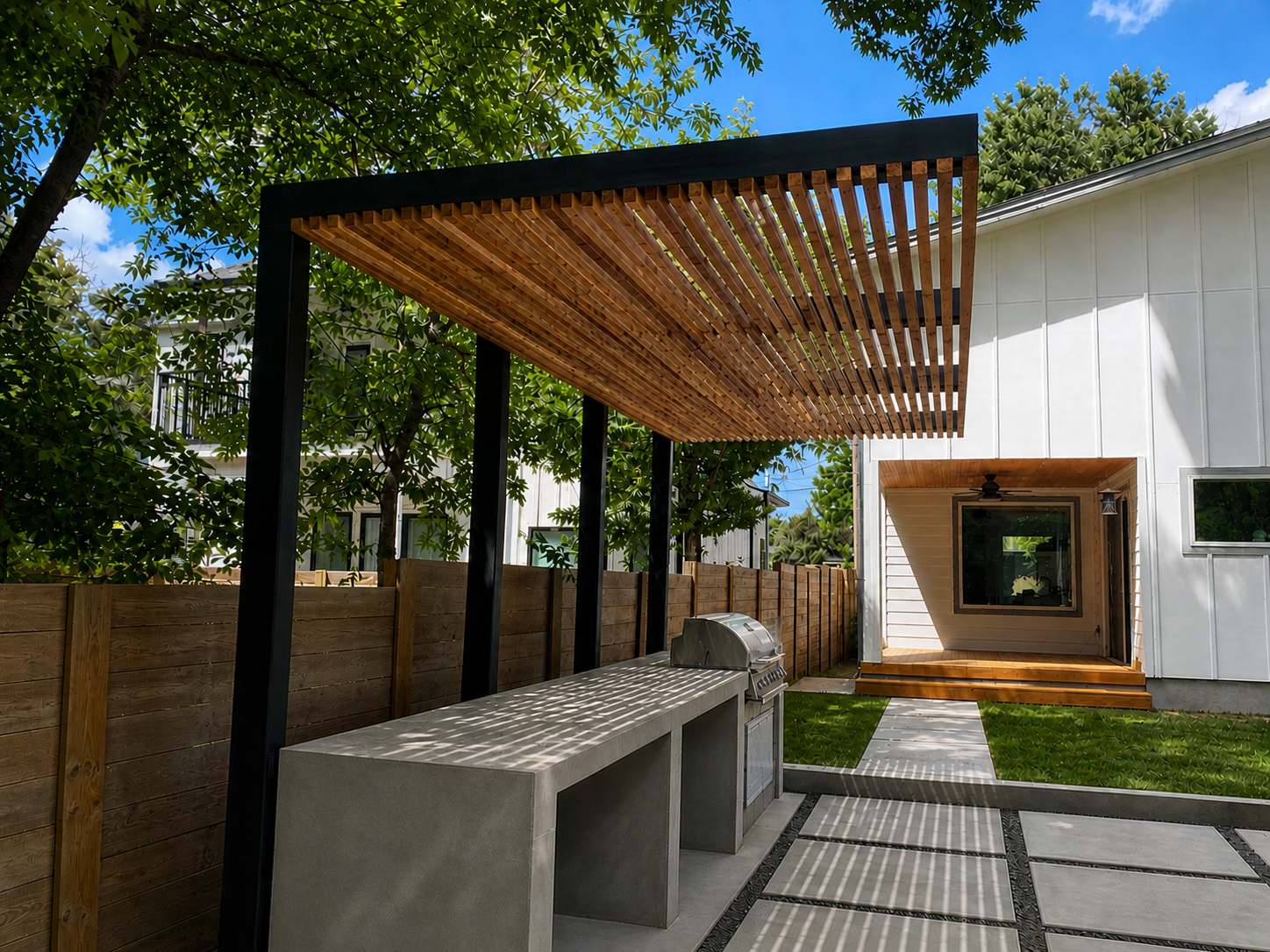 Cantilevered Pergola ove Concrete Bar